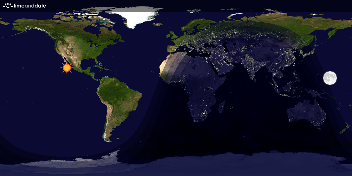 Verdenskart som viser dag og natt 