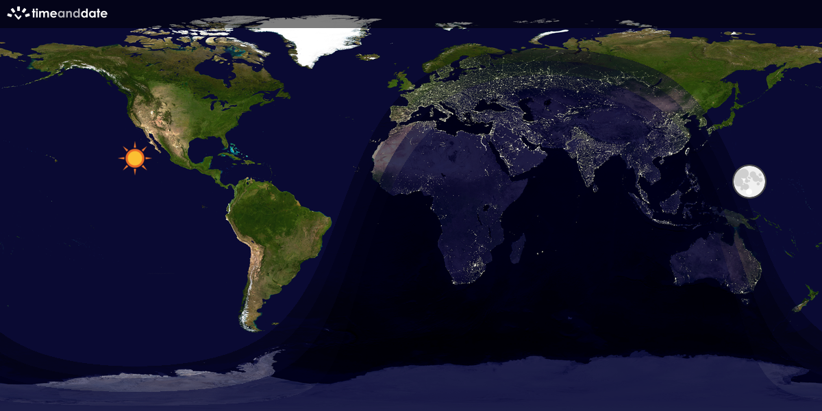 Verdenskart som viser dag og natt 
