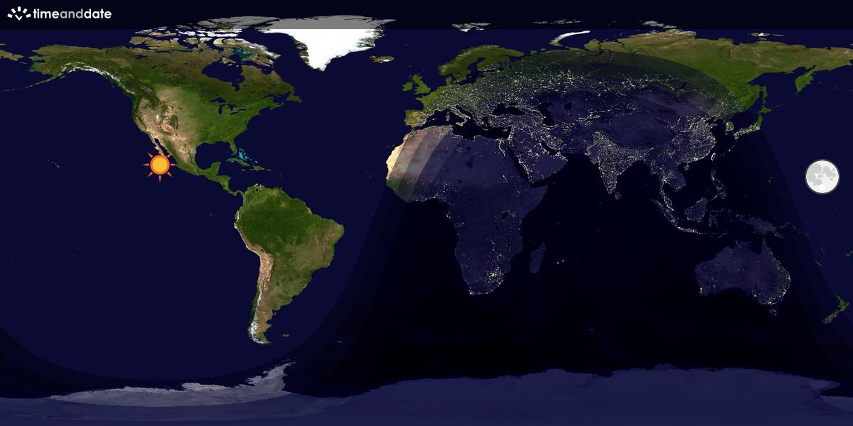 Verdenskart som viser dag og natt 