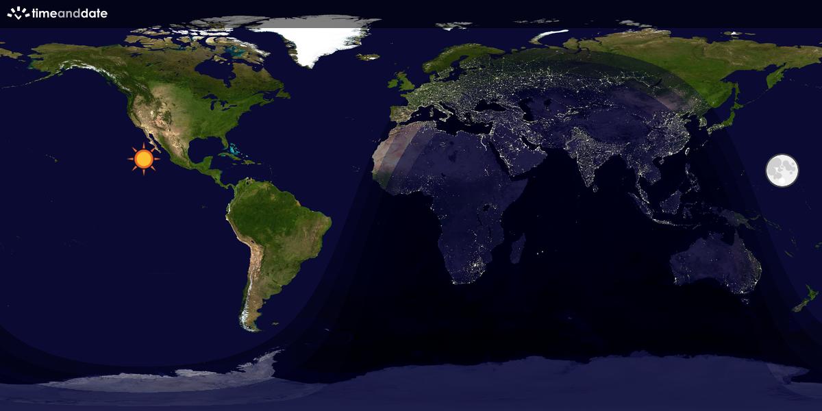 Verdenskart som viser dag og natt 