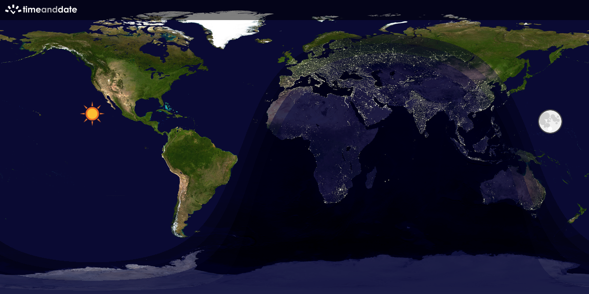 Verdenskart som viser dag og natt 