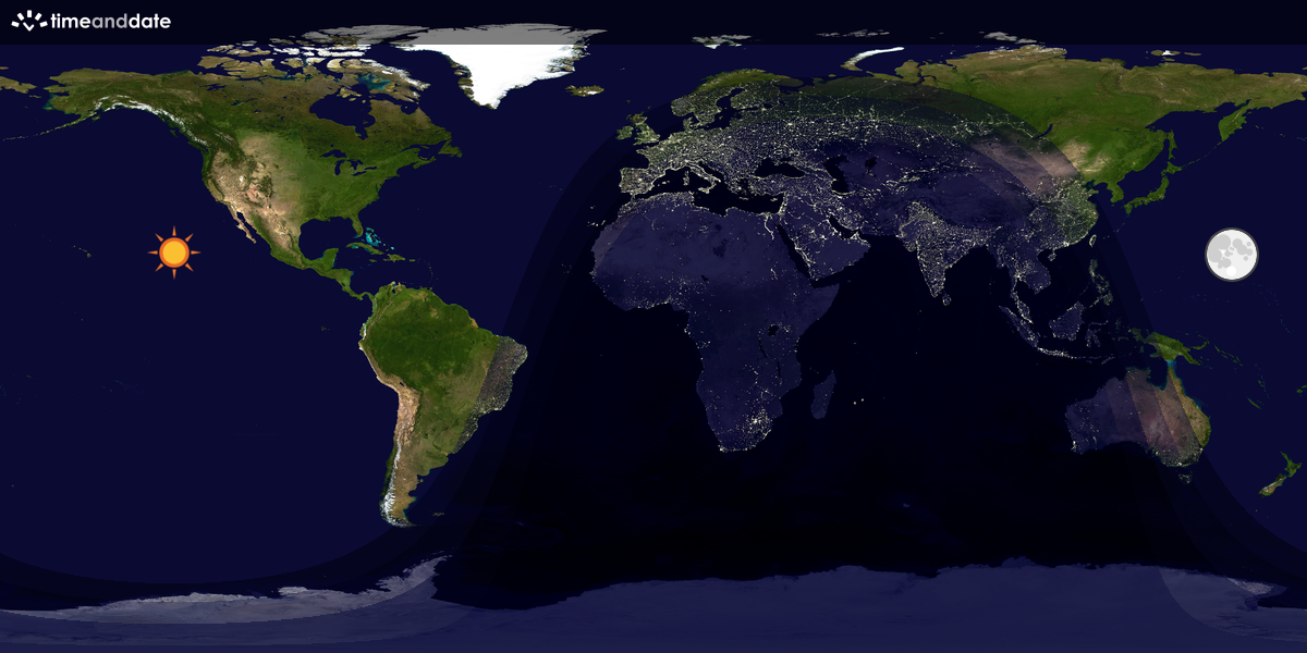 Verdenskart som viser dag og natt 