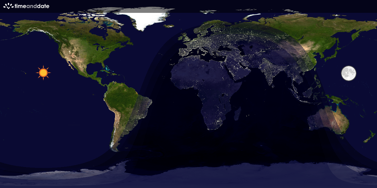 Verdenskart som viser dag og natt 