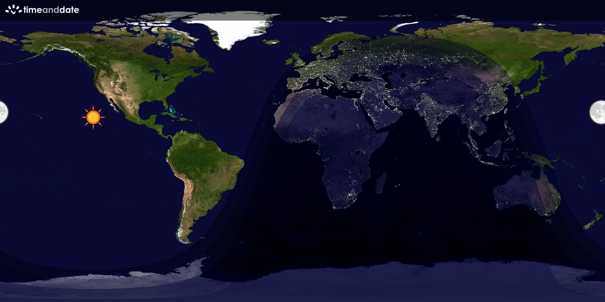 Verdenskart som viser dag og natt 