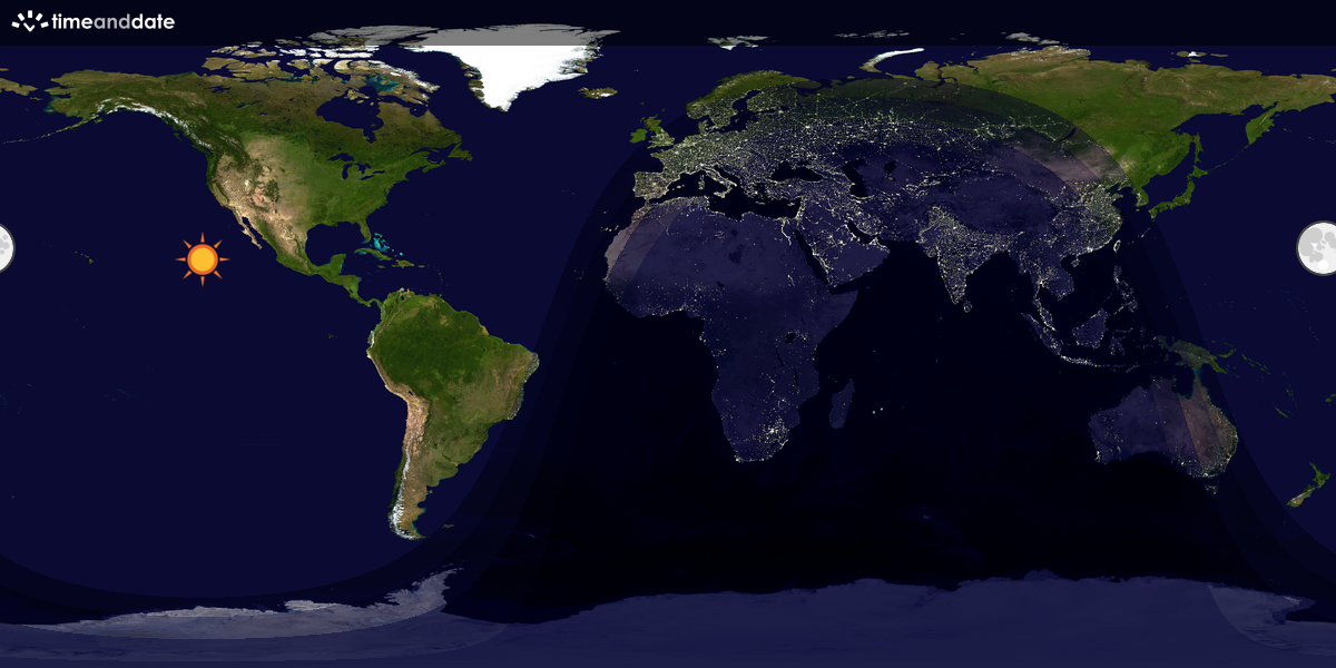 Verdenskart som viser dag og natt 