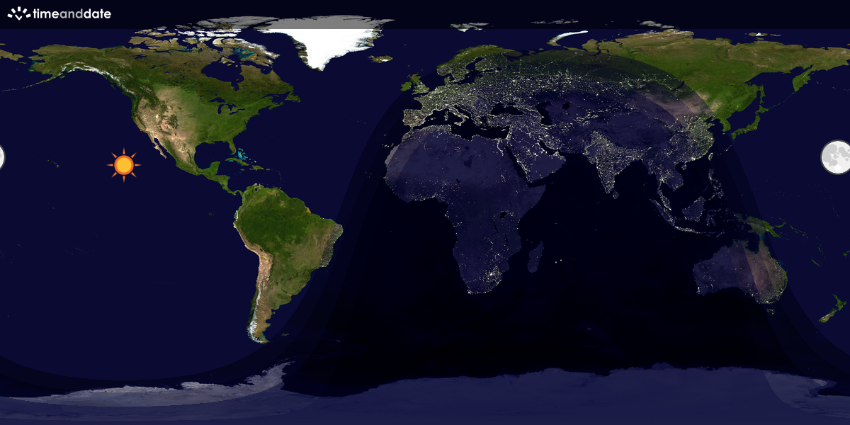Verdenskart som viser dag og natt 