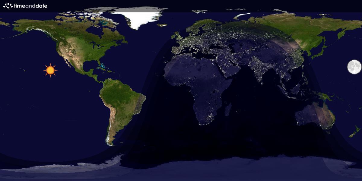 Verdenskart som viser dag og natt 