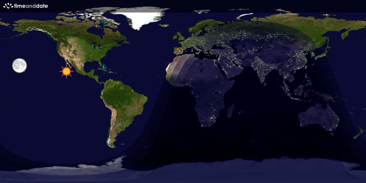 Verdenskart som viser dag og natt 