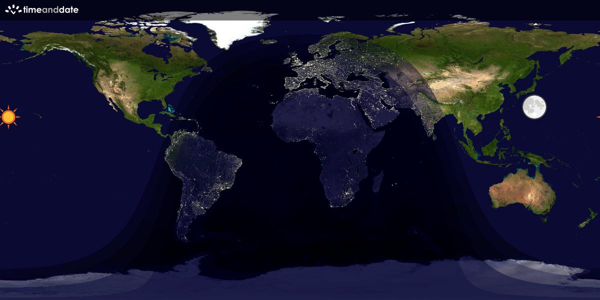 Verdenskart som viser dag og natt 