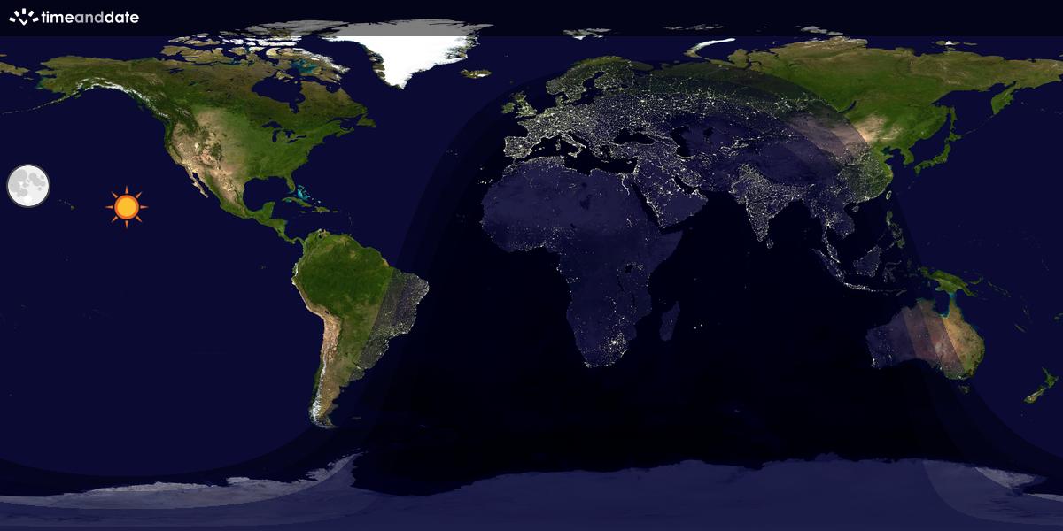 Verdenskart som viser dag og natt 