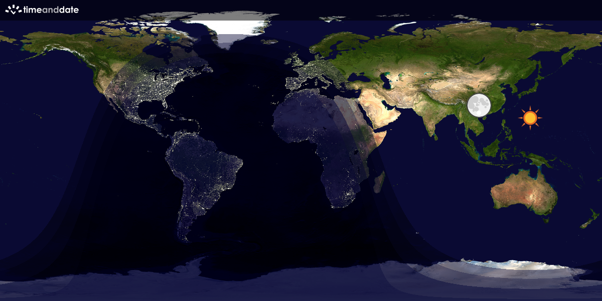 Verdenskart som viser dag og natt 
