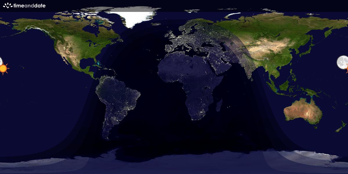 Verdenskart som viser dag og natt 