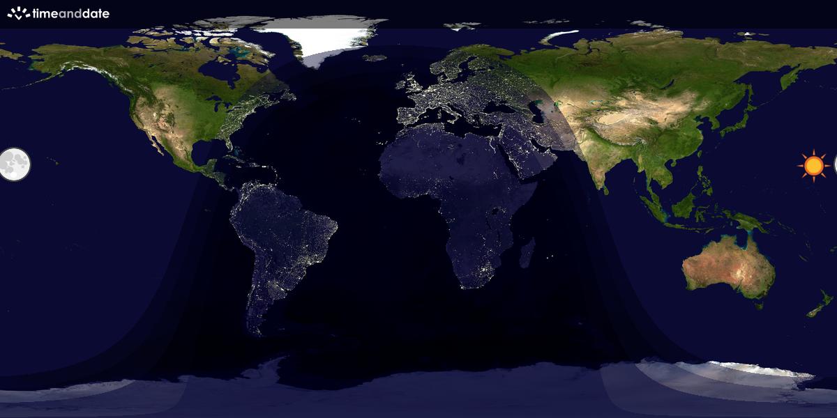 Verdenskart som viser dag og natt 