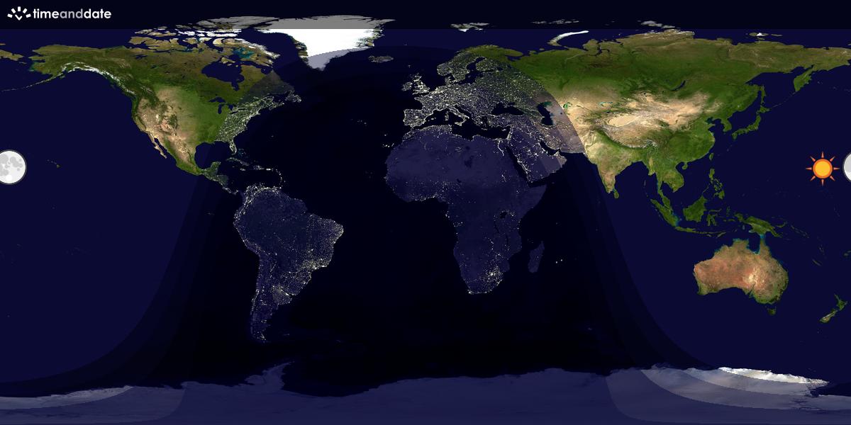 Verdenskart som viser dag og natt 