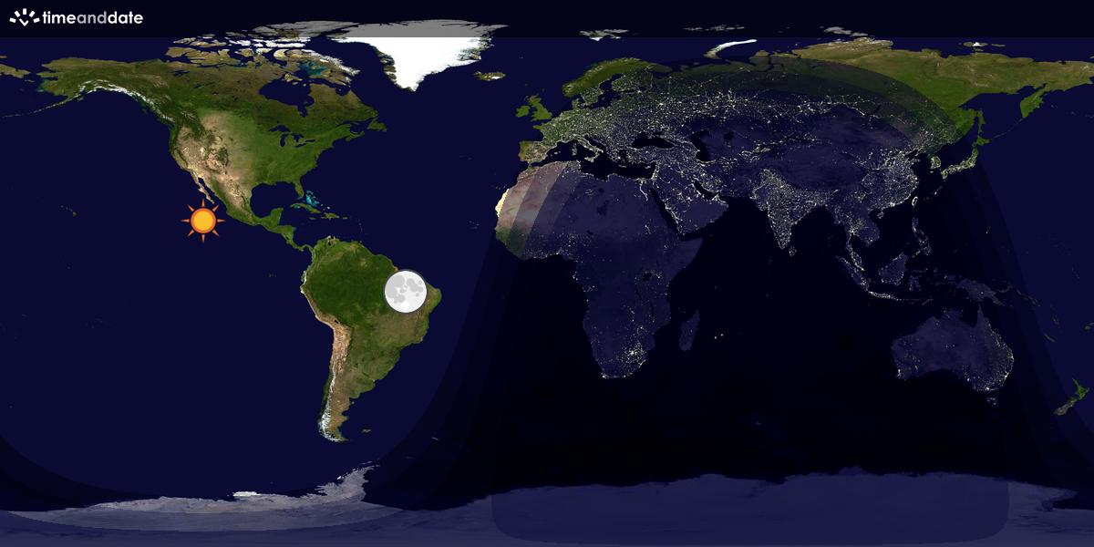 Verdenskart som viser dag og natt 