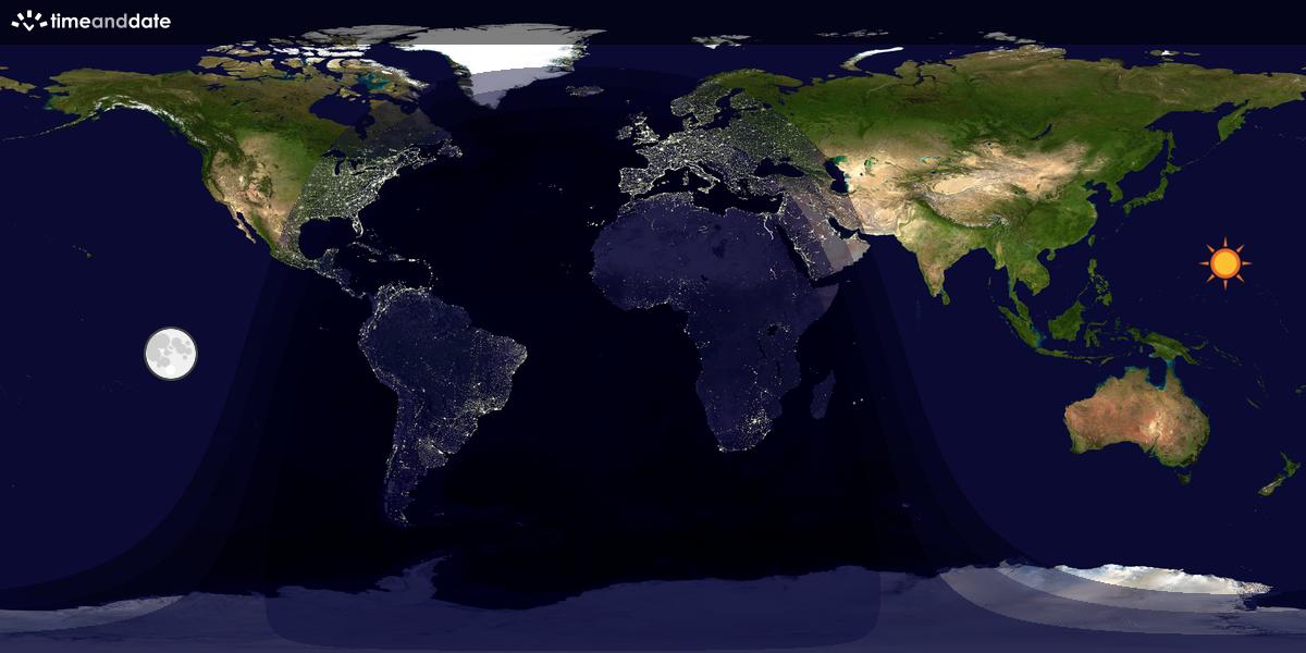 Verdenskart som viser dag og natt 