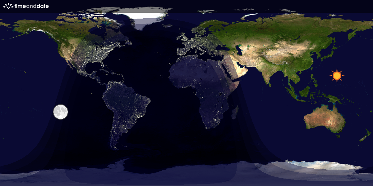 Verdenskart som viser dag og natt 