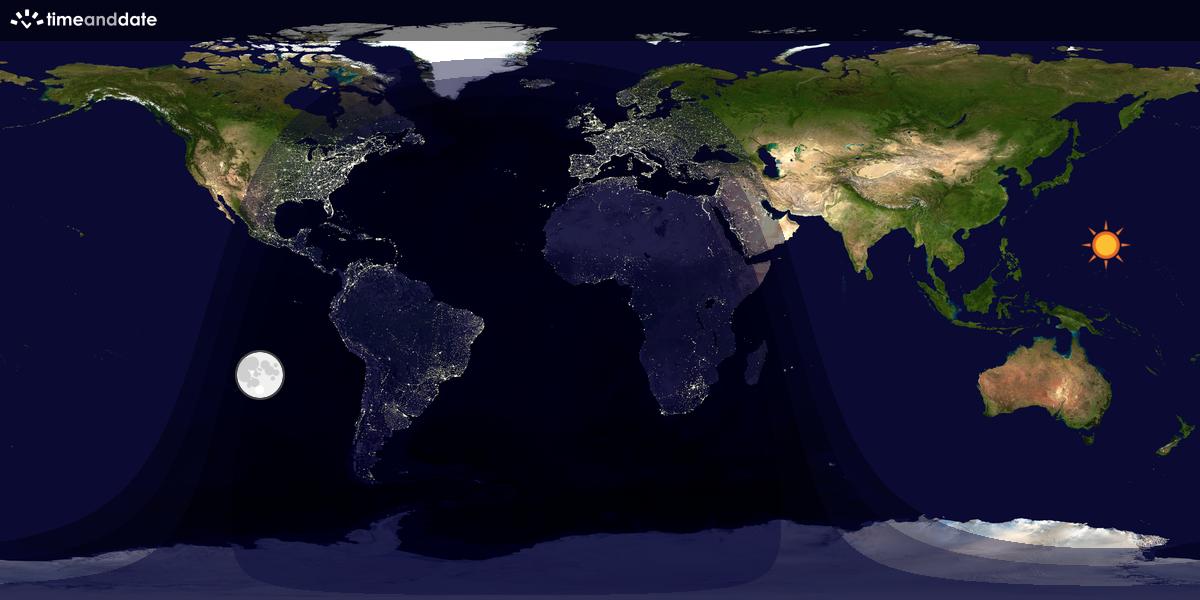 Verdenskart som viser dag og natt 