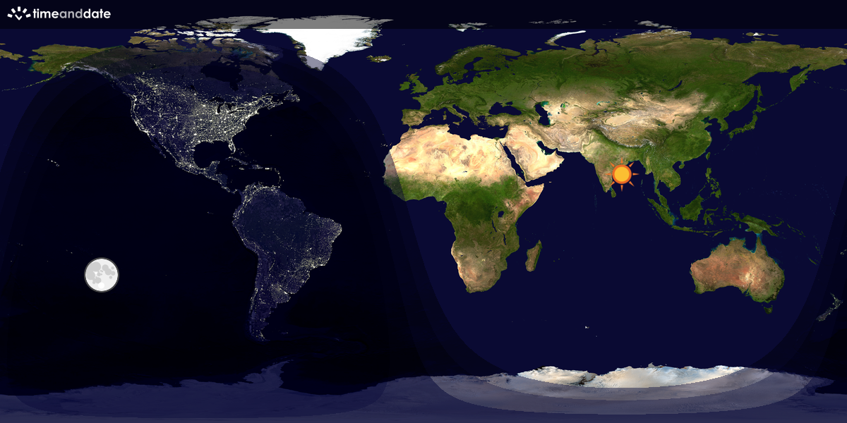 Verdenskart som viser dag og natt 