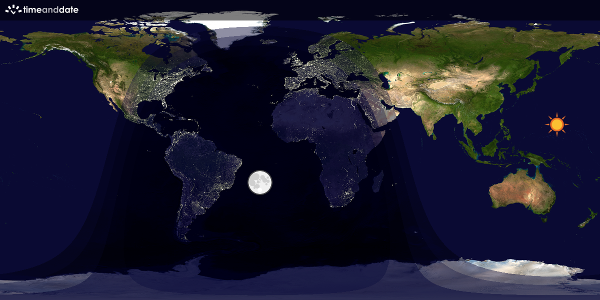 Verdenskart som viser dag og natt 