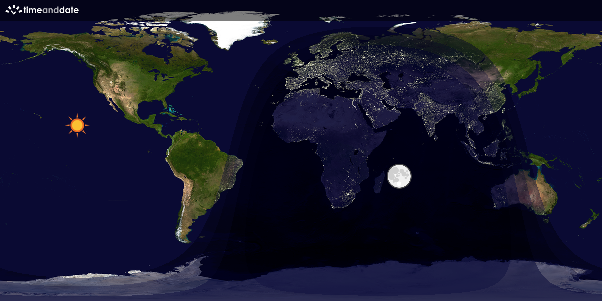 Verdenskart som viser dag og natt 
