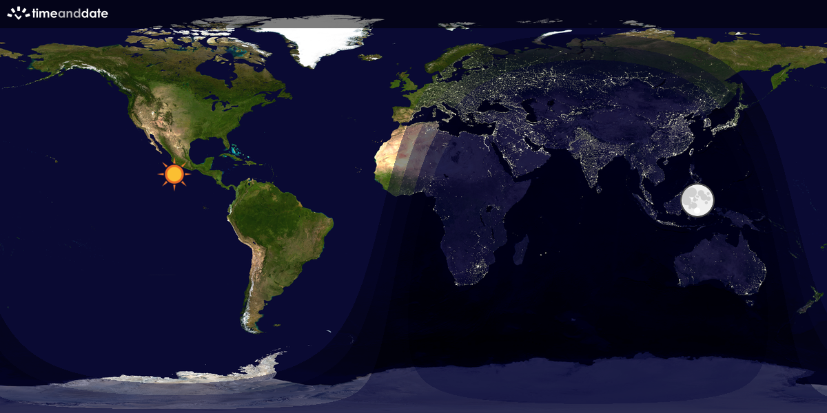 Verdenskart som viser dag og natt 