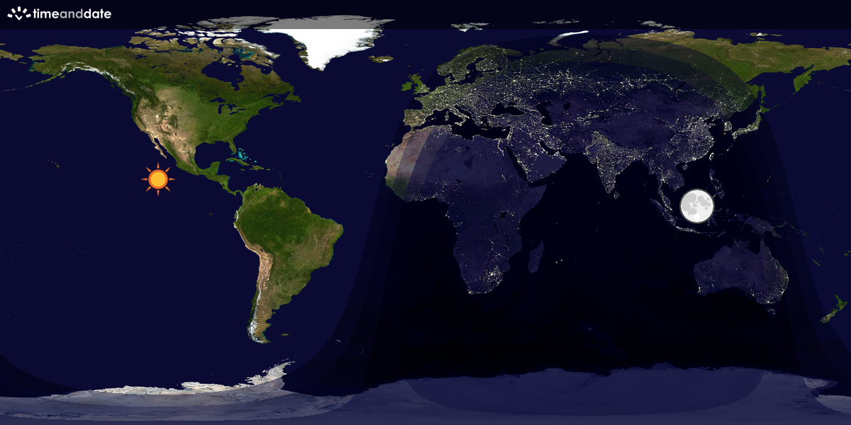 Verdenskart som viser dag og natt 