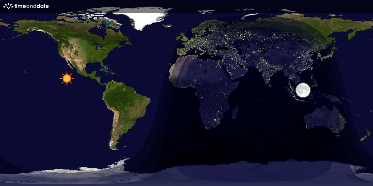 Verdenskart som viser dag og natt 