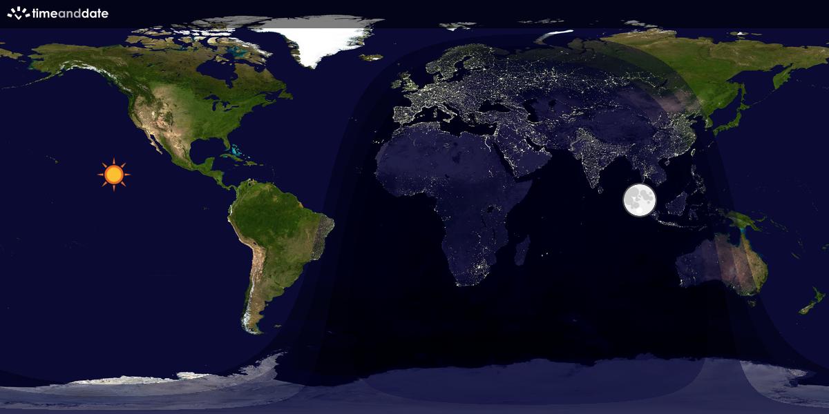 Verdenskart som viser dag og natt 
