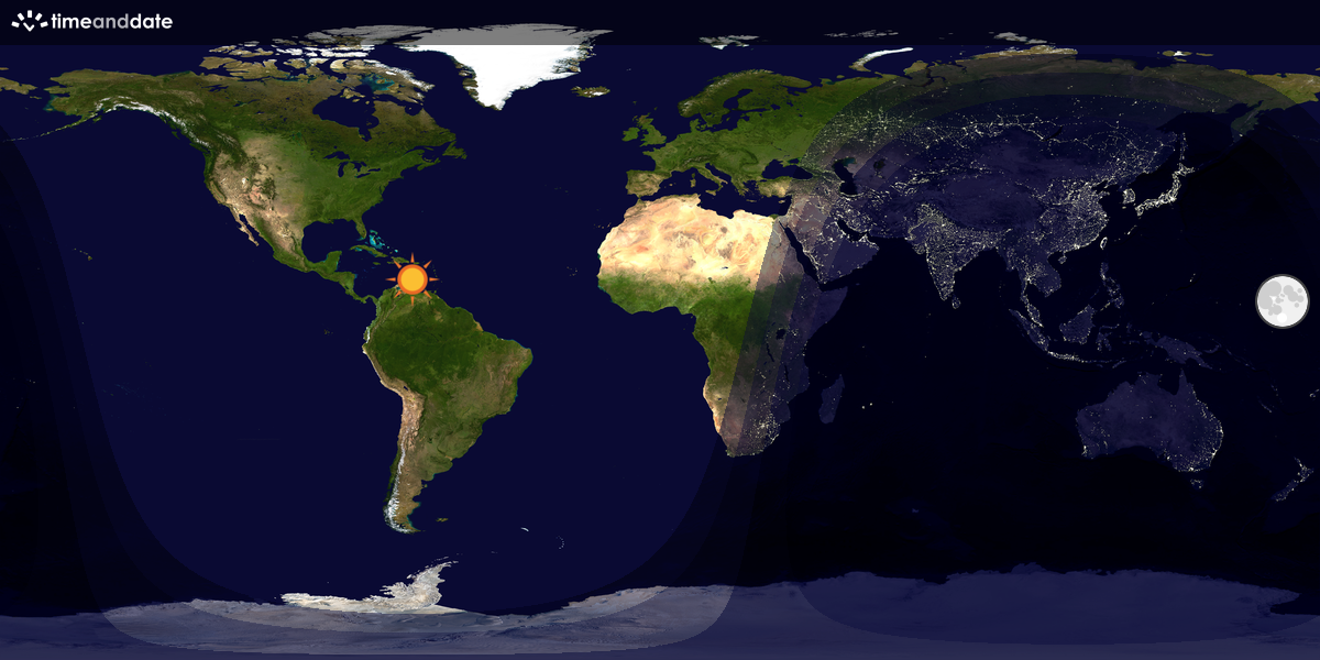 Verdenskart som viser dag og natt 