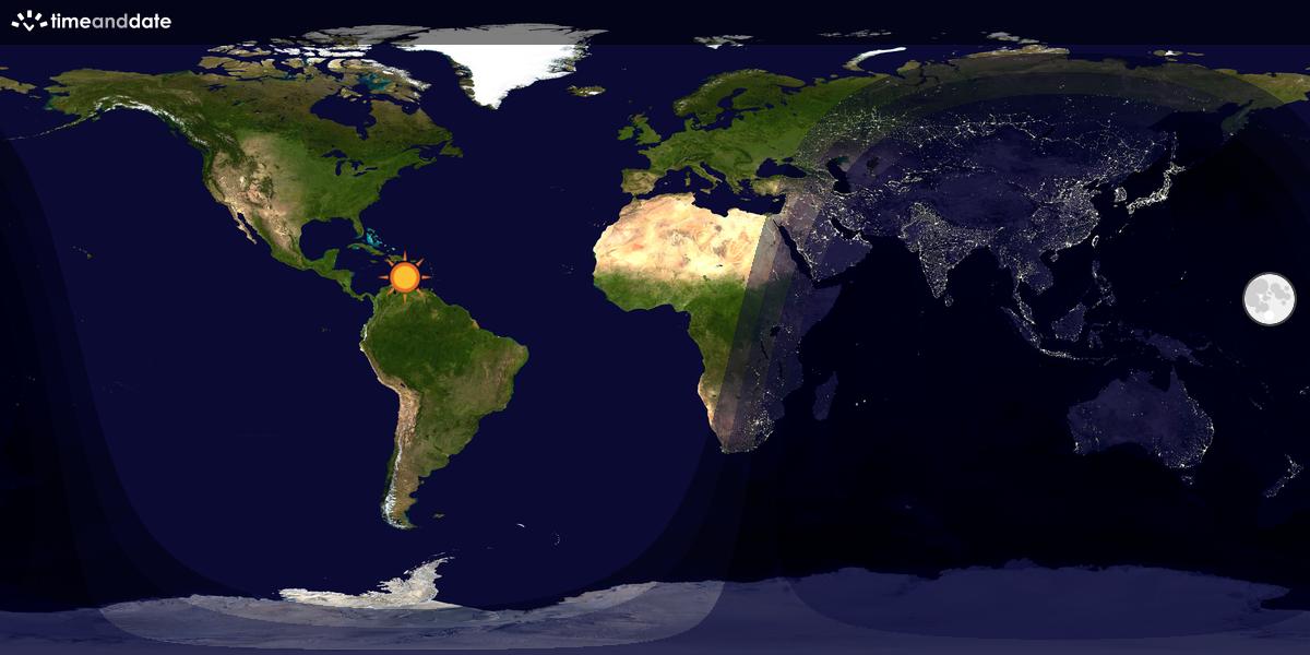 Verdenskart som viser dag og natt 