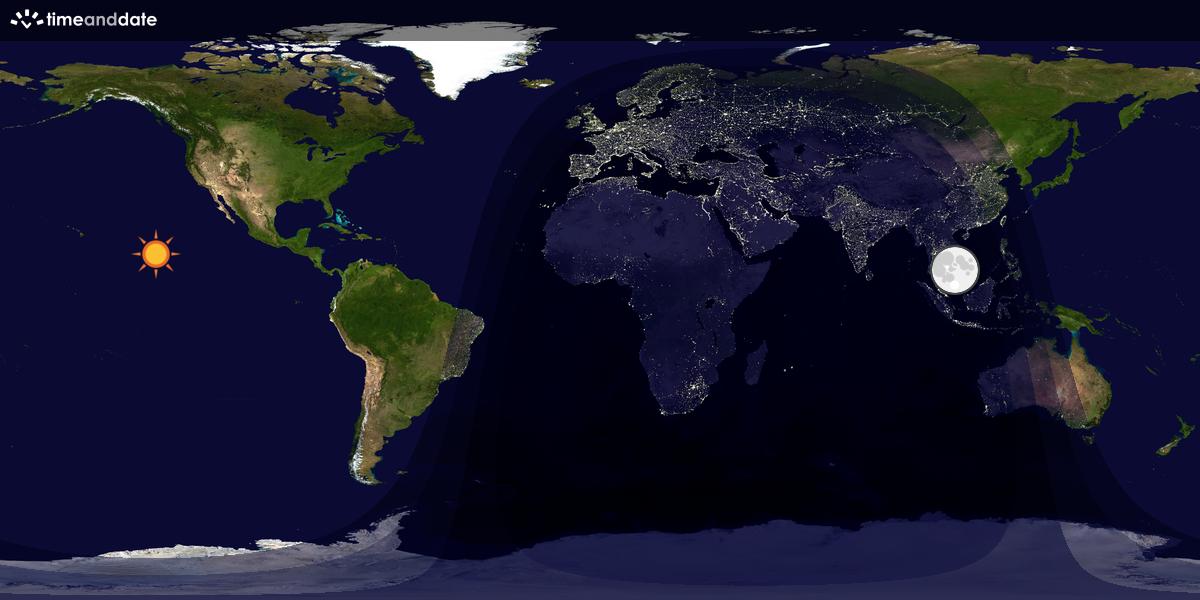 Verdenskart som viser dag og natt 