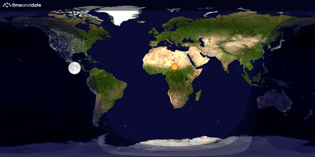Verdenskart som viser dag og natt 