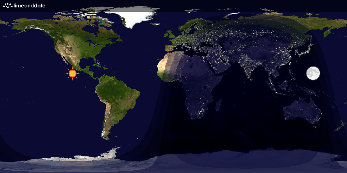 Verdenskart som viser dag og natt 