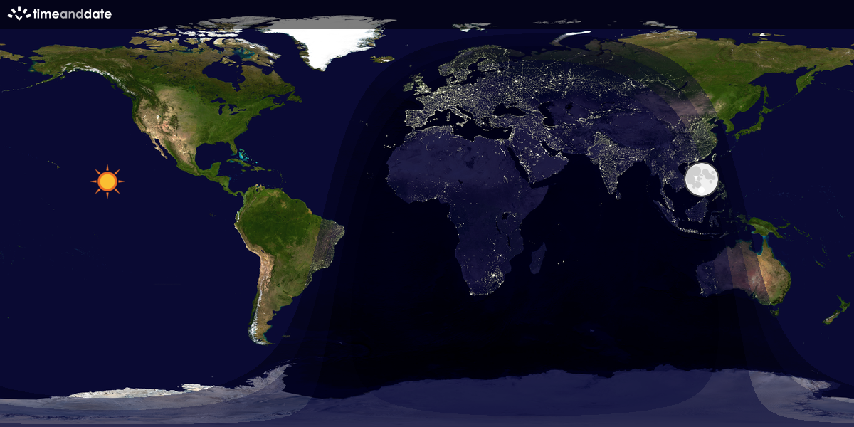 Verdenskart som viser dag og natt 