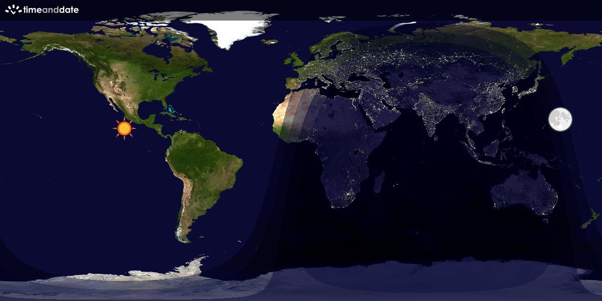 Verdenskart som viser dag og natt 