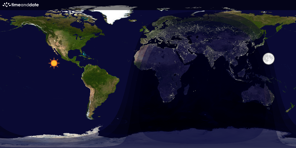 Verdenskart som viser dag og natt 