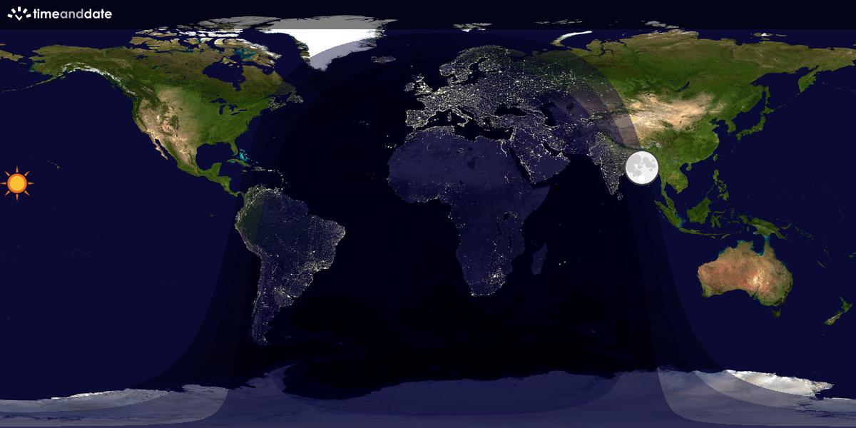 Verdenskart som viser dag og natt 