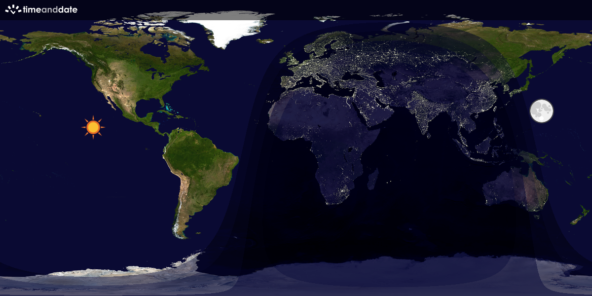 Verdenskart som viser dag og natt 