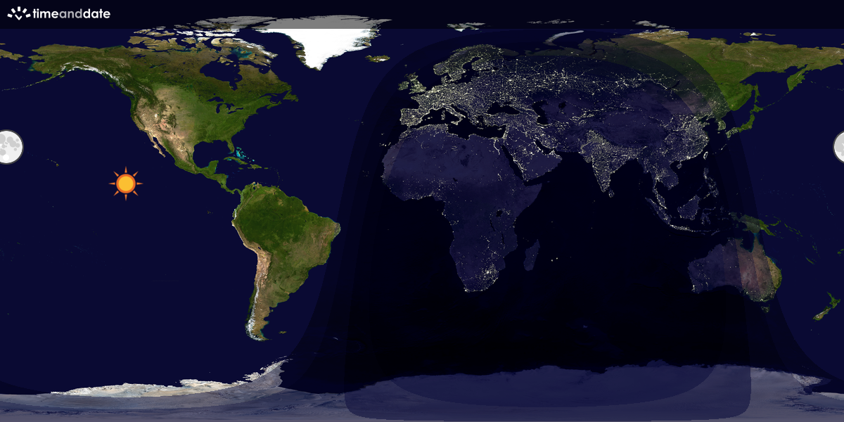 Verdenskart som viser dag og natt 
