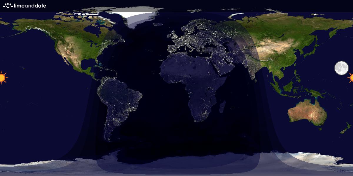 Verdenskart som viser dag og natt 