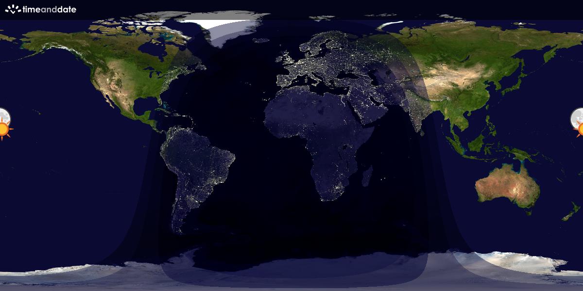 Verdenskart som viser dag og natt 