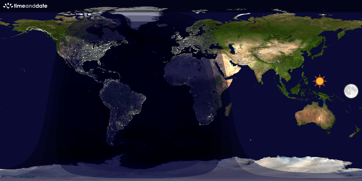 Verdenskart som viser dag og natt 