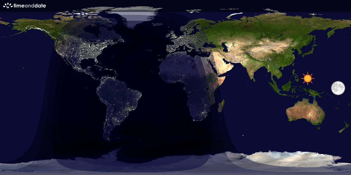 Verdenskart som viser dag og natt 
