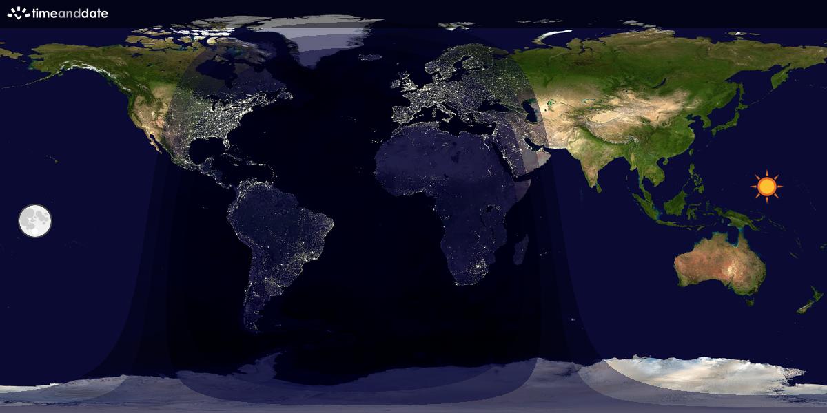 Verdenskart som viser dag og natt 