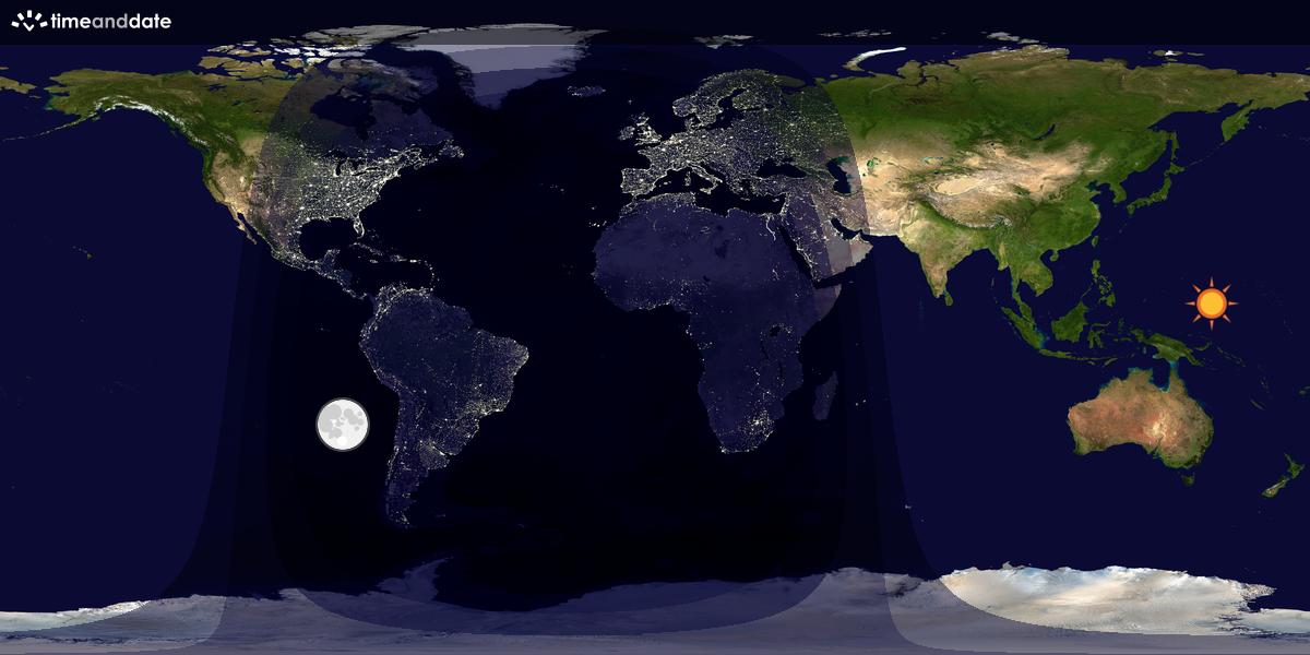 Verdenskart som viser dag og natt 