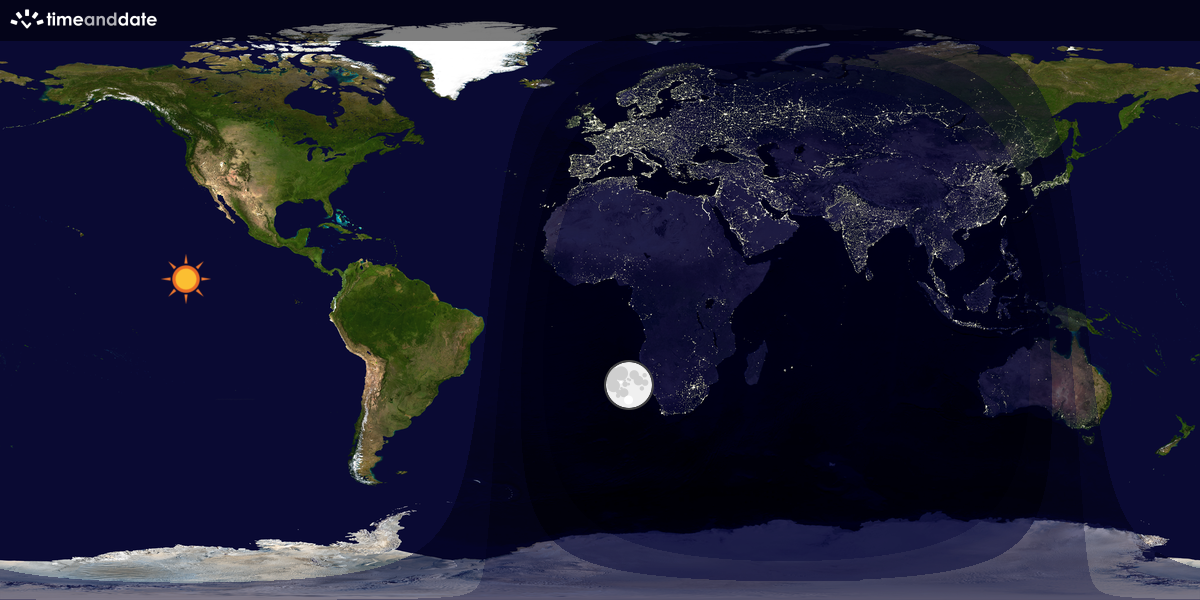 Verdenskart som viser dag og natt 