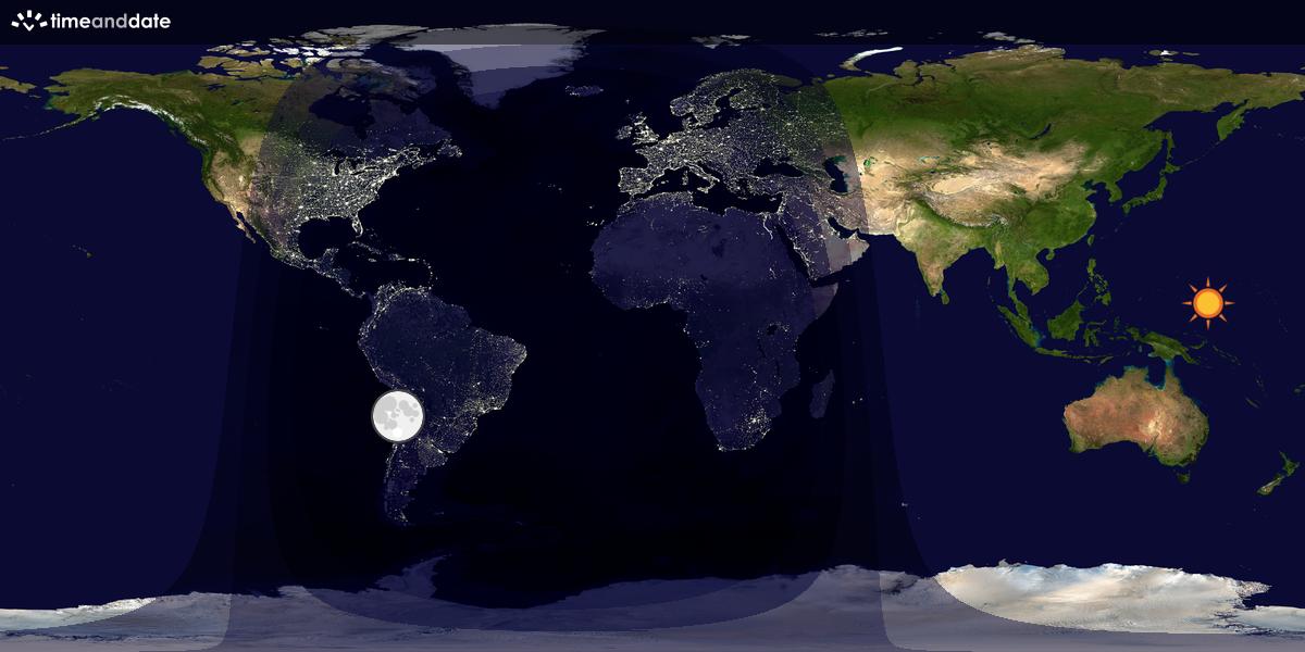 Verdenskart som viser dag og natt 