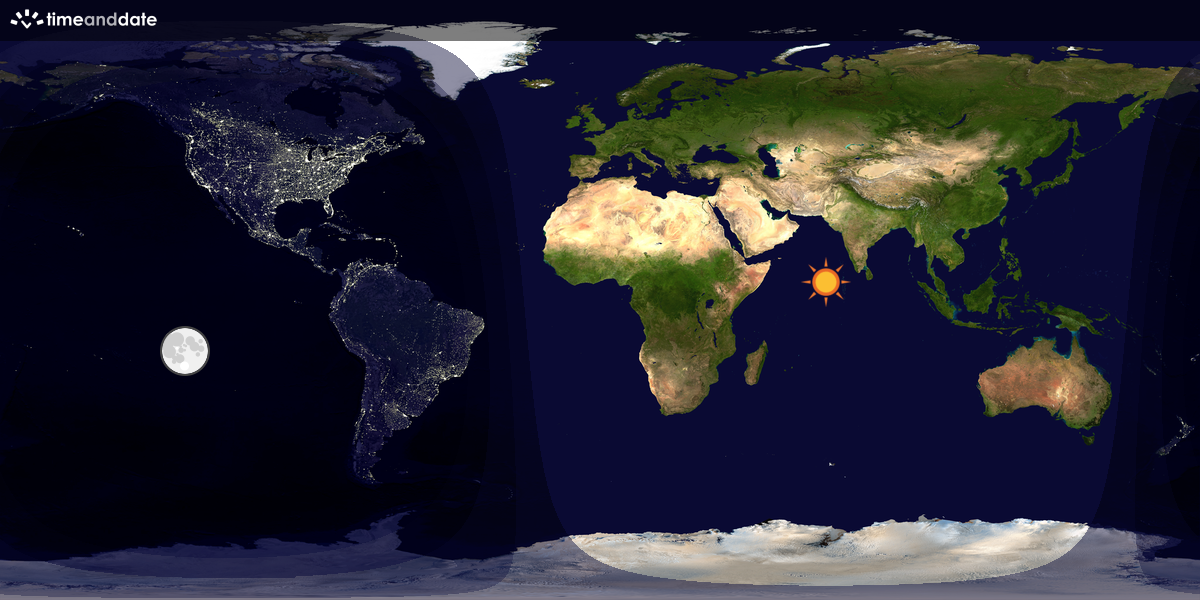 Verdenskart som viser dag og natt 