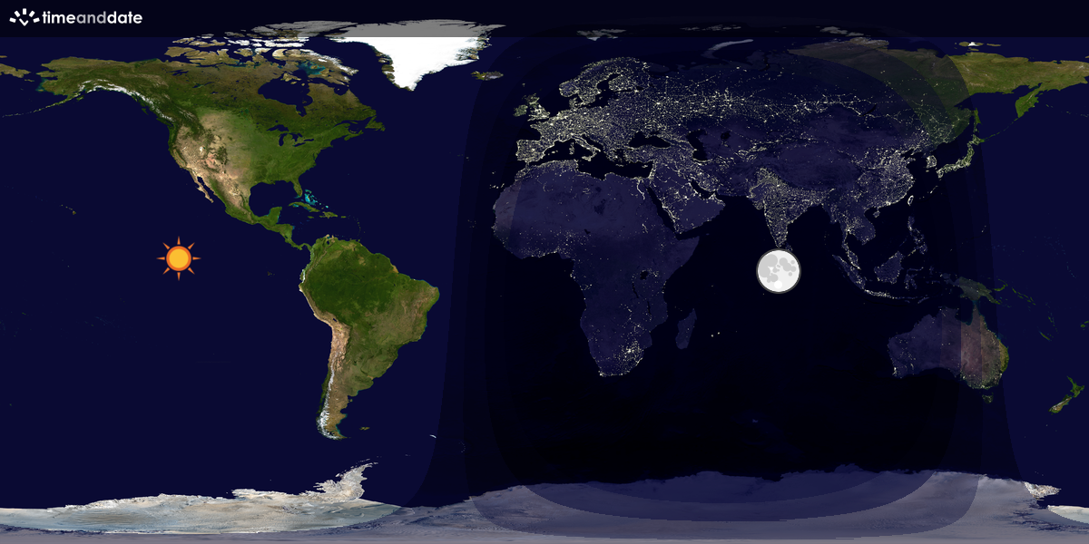 Verdenskart som viser dag og natt 